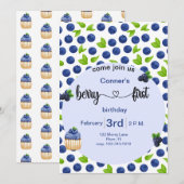 Berry 1e bosbes verjaardag kaart (Voorkant / Achterkant)