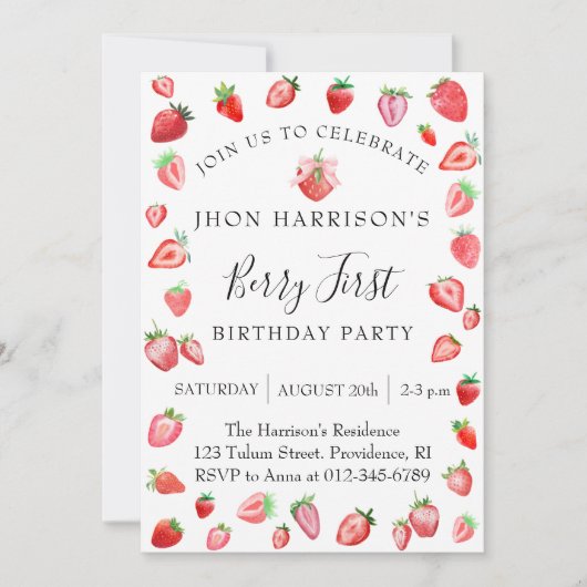 Berry 1e foto verjaardagsfeestje kaart (Voorkant)