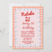 Berry 1e Hand Geschreven Getrokken Aardbei Verjaar Kaart (Voorkant)