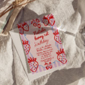 Berry 1e Hand Getrokken Aardbei Foto Verjaardag Kaart