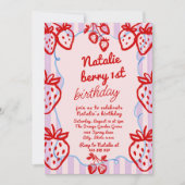 Berry 1e Hand Getrokken Aardbei Foto Verjaardag Kaart (Voorkant)