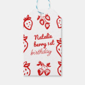 Berry 1e Hand Getrokken Aardbei Meisje Leuke Verja Cadeaulabel (Voorkant)