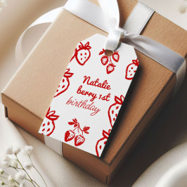 Berry 1e Hand Getrokken Aardbei Meisje Leuke Verja Cadeaulabel