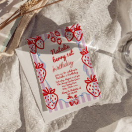 Berry 1e Hand Getrokken Aardbei Meisje Leuke Verja Kaart