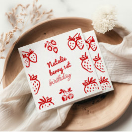 Berry 1e Hand Getrokken Aardbei Meisje Leuke Verja Servet