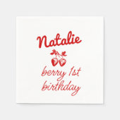 Berry 1e Hand Getrokken Aardbeien Retro Verjaardag Servet (Voorkant)