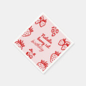 Berry 1e Roze Hand getrokken Aardbei Meisje Verjaa Servet (Hoek)