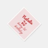 Berry 1e Roze Hand Getrokken Aardbeien Verjaardag Servet (Hoek)