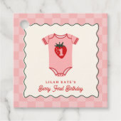 Berry 1e Verjaardag Aardbei Bodysuit Checker Bedankjes Labels (Voorkant)