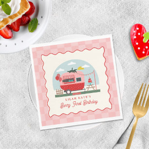 Berry 1e Verjaardag Aardbei Camper Checker Servet