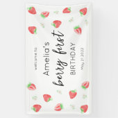 Berry 1e verjaardag | Aardbei eerste banner (Verticaal)