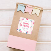 Berry 1e Verjaardag Aardbei Eerste Bday Bedankt Vierkante Sticker