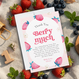 Berry 1e verjaardag aardbei eerste verjaardagsfees bedankkaart
