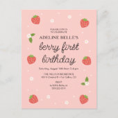 Berry 1e verjaardag aardbei eerste verjaardagsfees briefkaart (Voorkant)