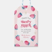 Berry 1e verjaardag aardbei eerste verjaardagsfees cadeaulabel (Voorkant)