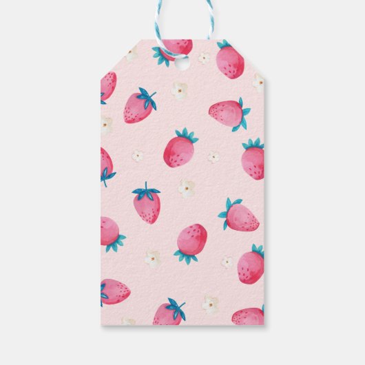 Berry 1e verjaardag aardbei eerste verjaardagsfees cadeaulabel (Achterkant)