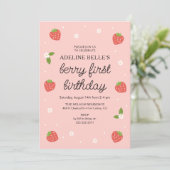Berry 1e verjaardag aardbei eerste verjaardagsfees kaart (Staand voorkant)