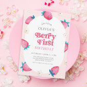 Berry 1e verjaardag aardbei eerste verjaardagsfees kaart