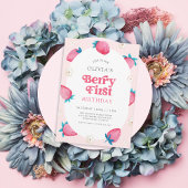 Berry 1e verjaardag aardbei eerste verjaardagsfees kaart