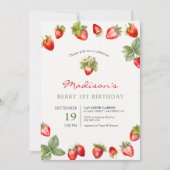 Berry 1e verjaardag aardbei kaart (Voorkant)