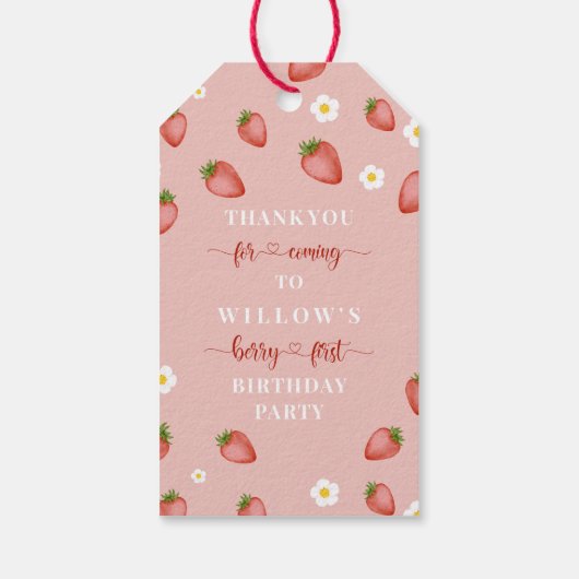 Berry 1e Verjaardag Aardbei Thema Gift Labels Cadeaulabel (Achterkant)