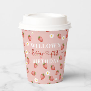 Berry 1e Verjaardag Aardbei Theme Papieren Cups Bekers