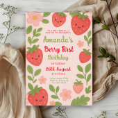 Berry 1e verjaardag aardbeien viering kaart