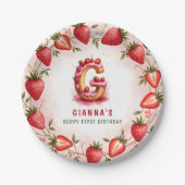 Berry 1e Verjaardag Bord Letter G Cake Design (Voorkant)