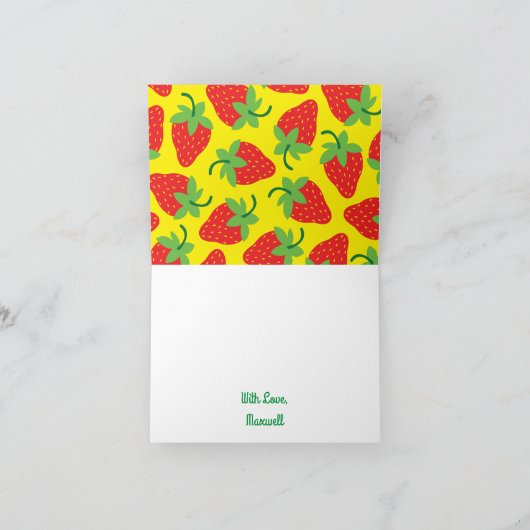 Berry 1e verjaardag Cute Strawberry Kleurrijk Mod Kaart (Binnen)