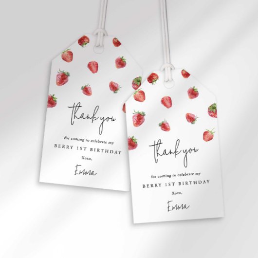Berry 1e verjaardag Favor Tag Cadeaulabel