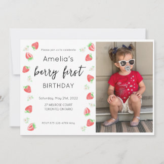 Berry 1e verjaardag foto uitnodiging