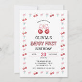 Berry 1e Verjaardag Meisje Cherry Party Kaart (Voorkant)