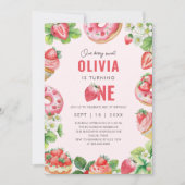 Berry 1e Verjaardag Roze Sweet Strawberry Girl Kaart (Voorkant)