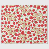 Berry 1e Verjaardag Roze Witte Aardbei Goud Cadeaupapier (Vlak)