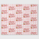 Berry 1e Verjaardag Roze Witte Strepen Aardbei Cadeaupapier (Vlak)