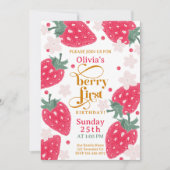 Berry 1e verjaardag Strawberry Girl's 1e verjaarda Kaart (Voorkant)