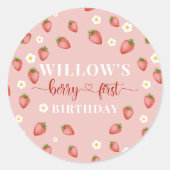 Berry 1e verjaardag Strawberry thema Stickers (Voorkant)