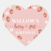 Berry 1e verjaardag Strawberry thema Stickers (Voorkant)