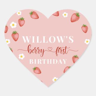Berry 1e verjaardag Strawberry thema Stickers