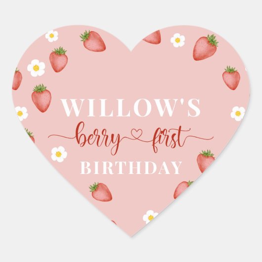 Berry 1e verjaardag Strawberry thema Stickers (Voorkant)