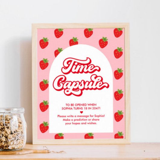 Berry 1e verjaardag Strawberry Time Capsule Game Poster