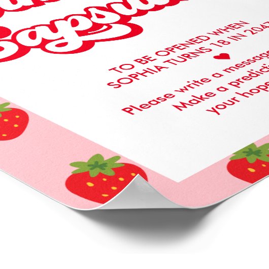 Berry 1e verjaardag Strawberry Time Capsule Game Poster (Hoek)