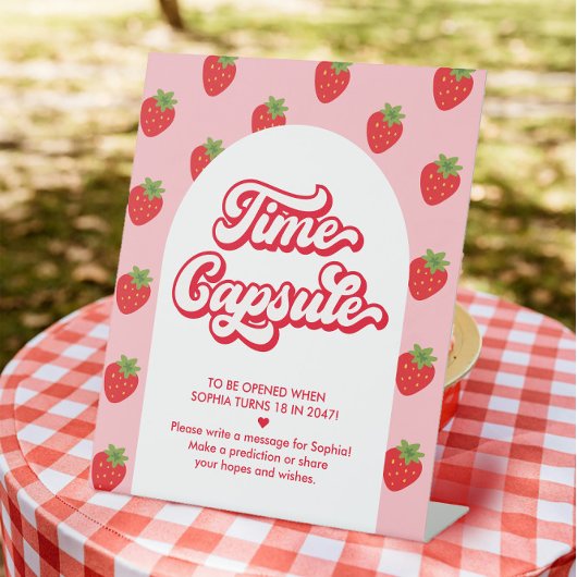 Berry 1e verjaardag Time Capsule Game Reclamebord Met Voetstuk