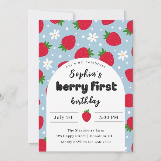 Berry 1e verjaardag uitnodiging (Voorkant)