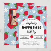 Berry 1e verjaardag uitnodiging (Voorkant / Achterkant)