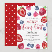 Berry 1e Verjaardag Uitnodiging Berry First Ver 2 (Voorkant / Achterkant)