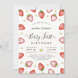 Berry 1e verjaardag uitnodiging, Meisje eerste ver Kaart