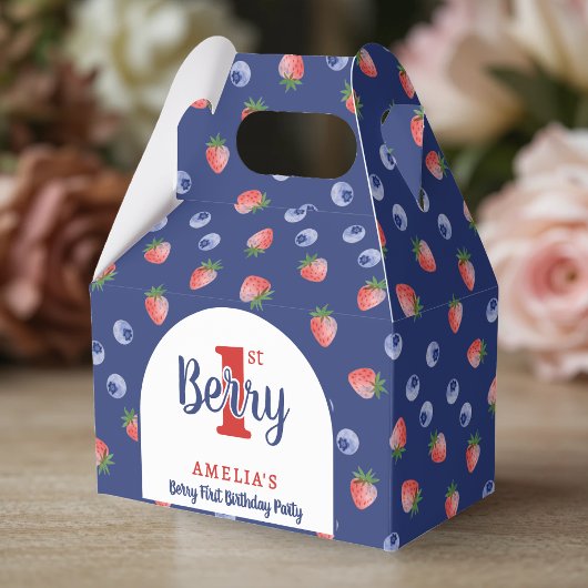 Berry 1e Verjaardagsfeest Aardbei Blauw Blauw Bedankdoosjes