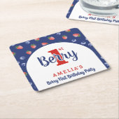 Berry 1e Verjaardagsfeest Aardbei Blauw Blauw Kartonnen Onderzetters (Schuin)