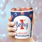 Berry 1e Verjaardagsfeest Aardbei Blauw Blauw Papieren Bekers